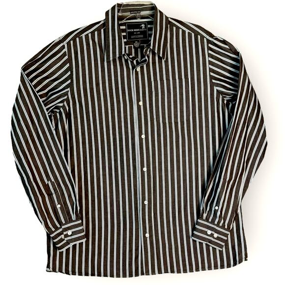 Duck Head Striped Long Sleeve Button Up Shirt Athletic Fit Mens XXL Brown White - Picture 1 of 11